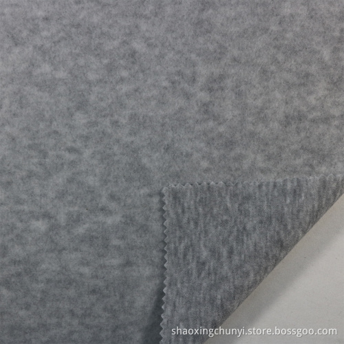 Heathergrau 100% Polyester Ein Seitenbürste Schuss gestricktes Fleece -Stoff für Mantel Home Textile